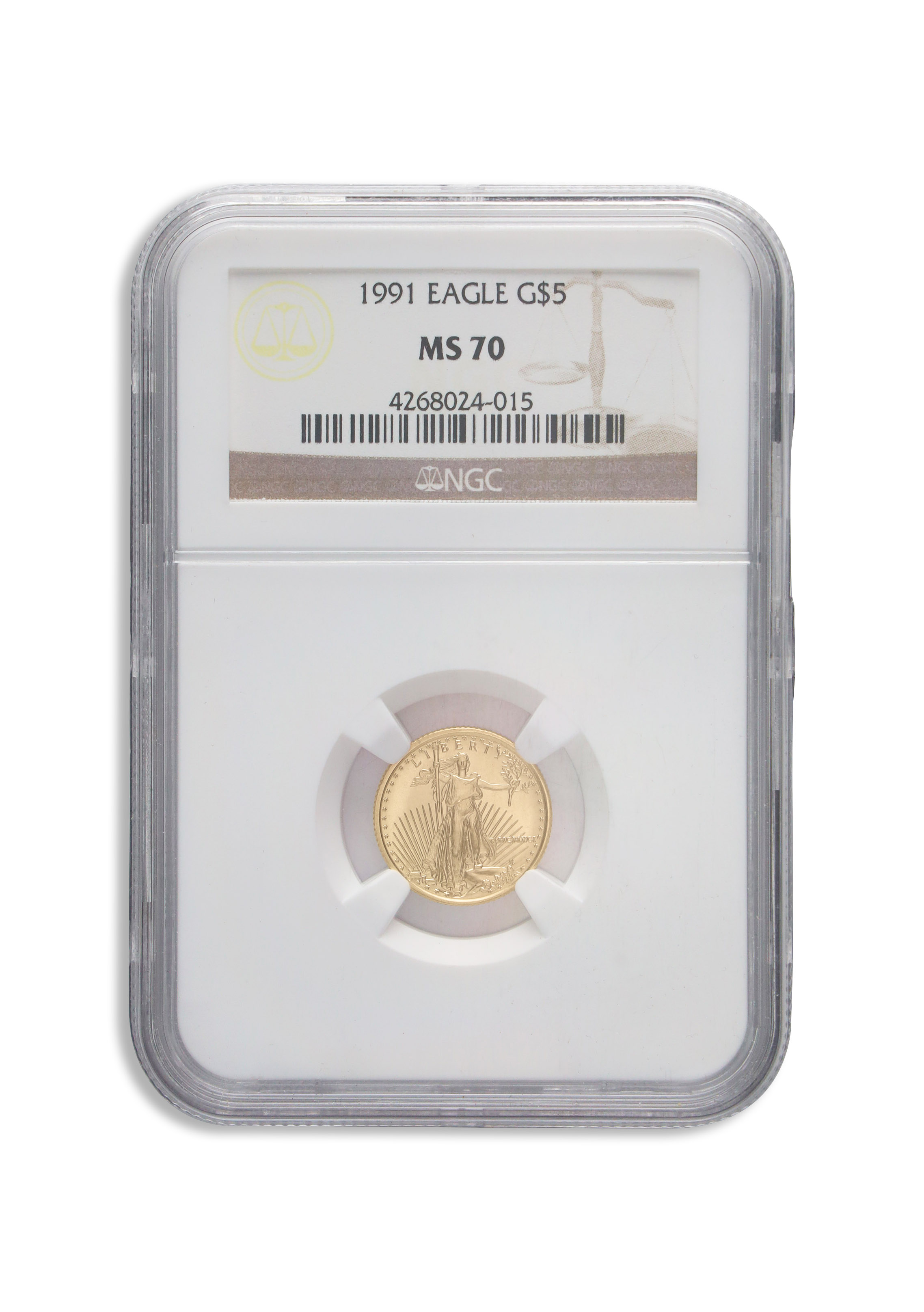1991 1/10 oz Gold Eagle $5 NGC MS70