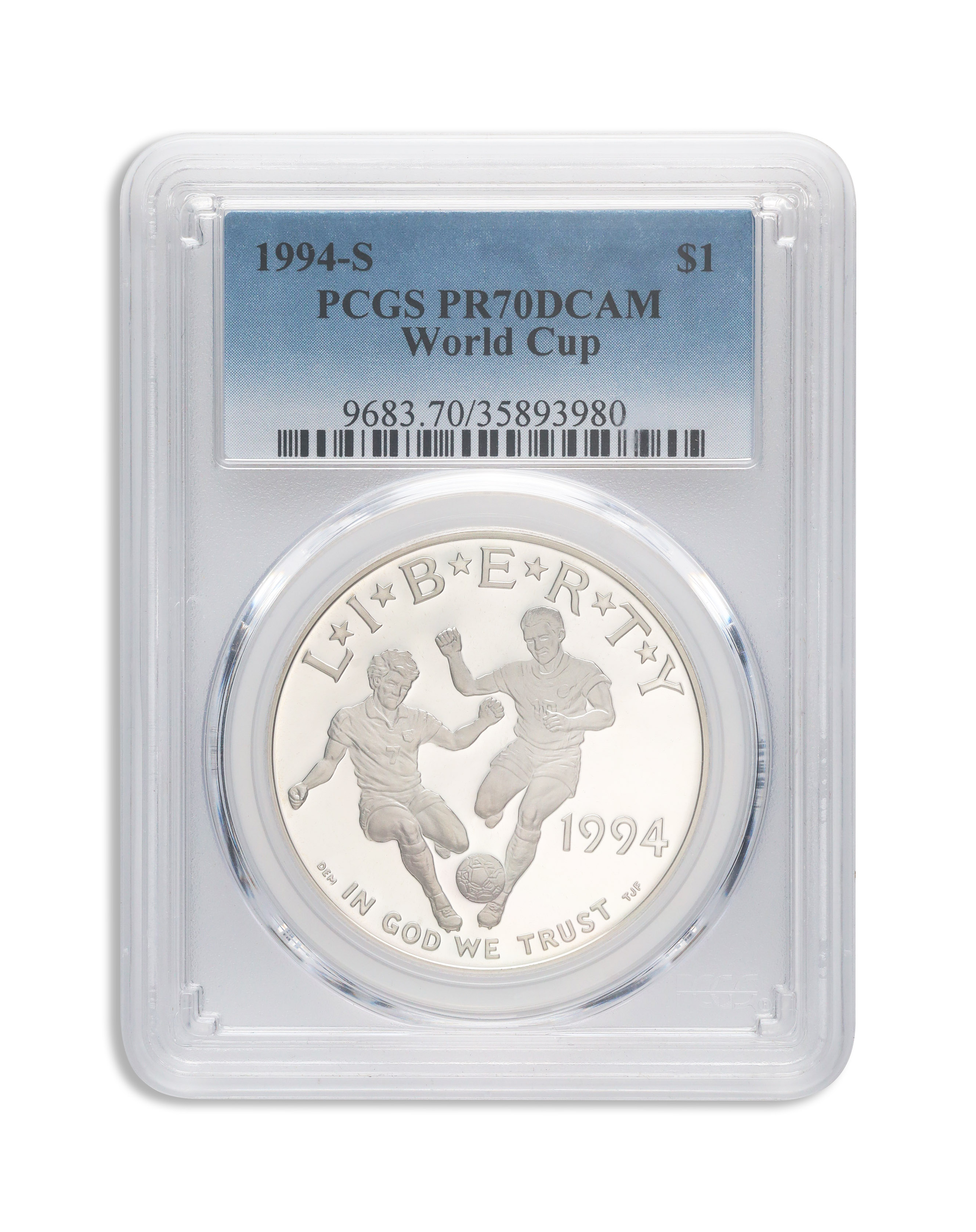 1994-S $1 World Cup Silver Commem - PCGS PF70