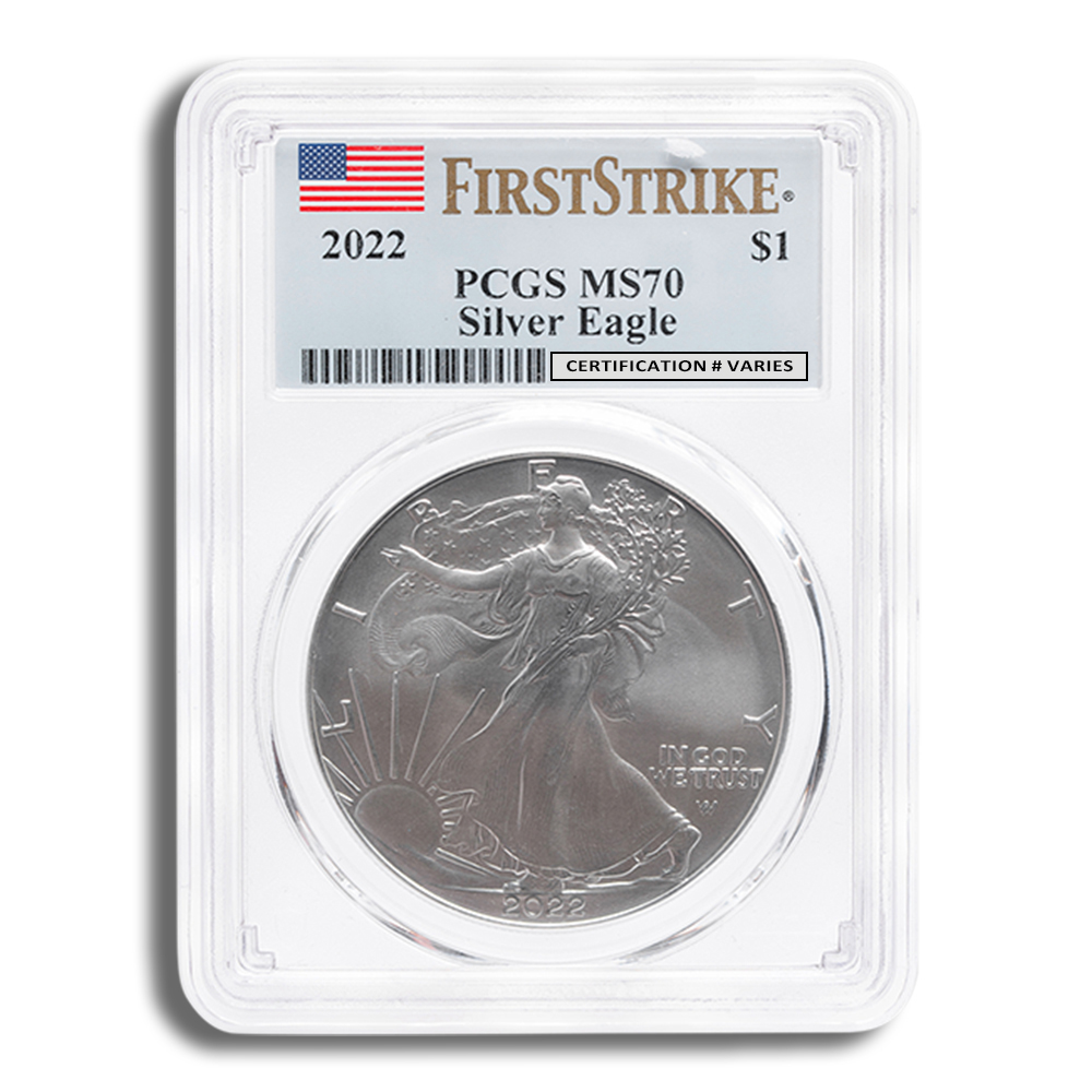 2022 Silver American Eagle - PCGS MS70 (Flag Label, First Strike)