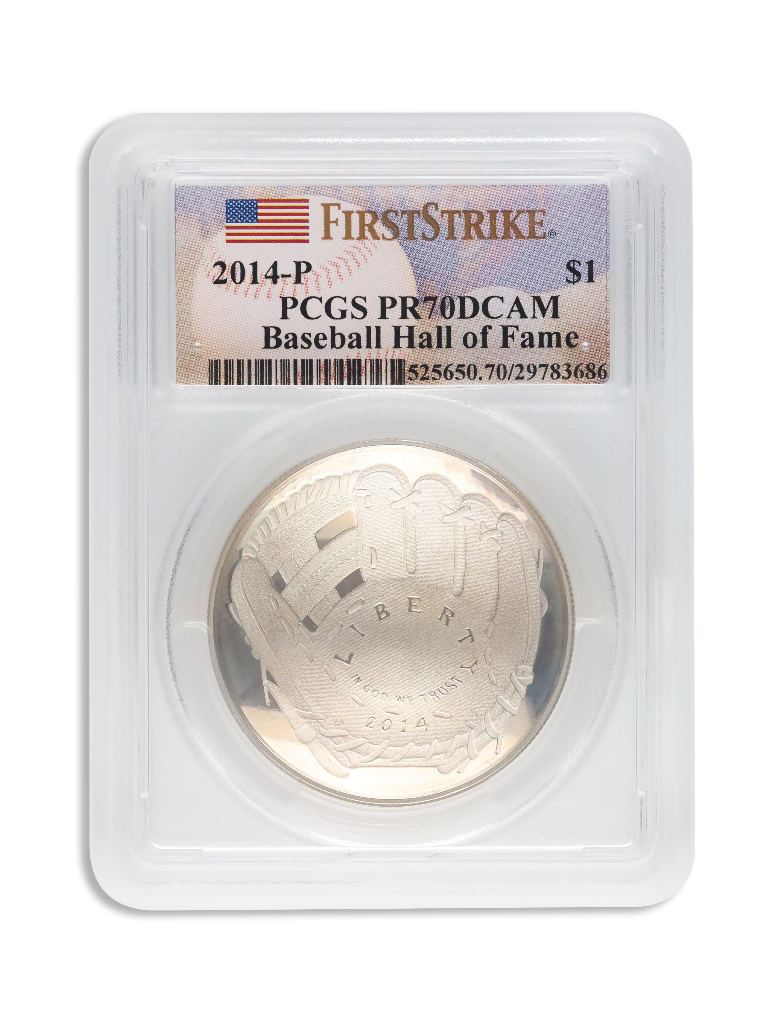 2014-P $1 Baseball Hall Fame Silver Commem - PCGS PF70