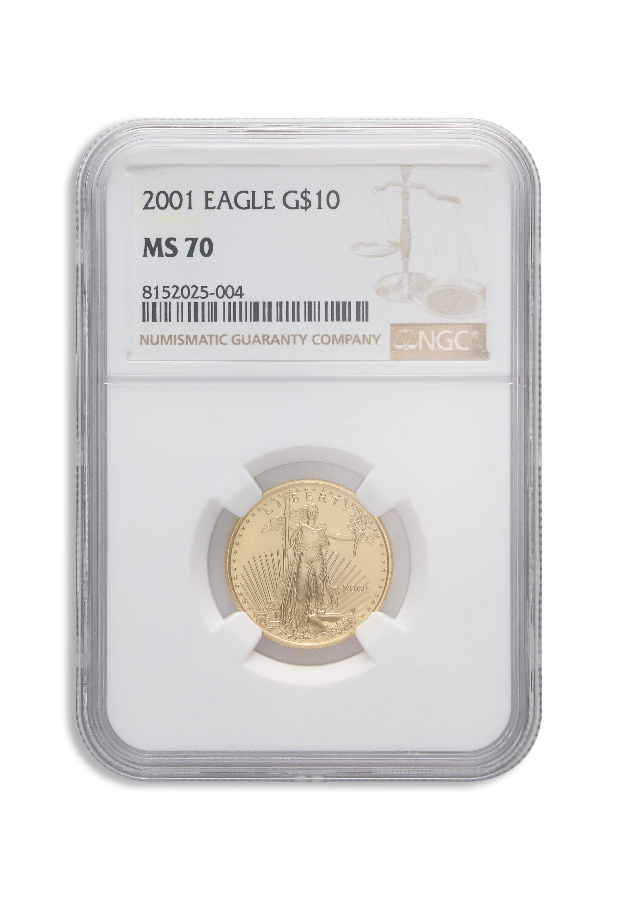 2001 1/4 oz Gold Eagle $10 NGC MS70