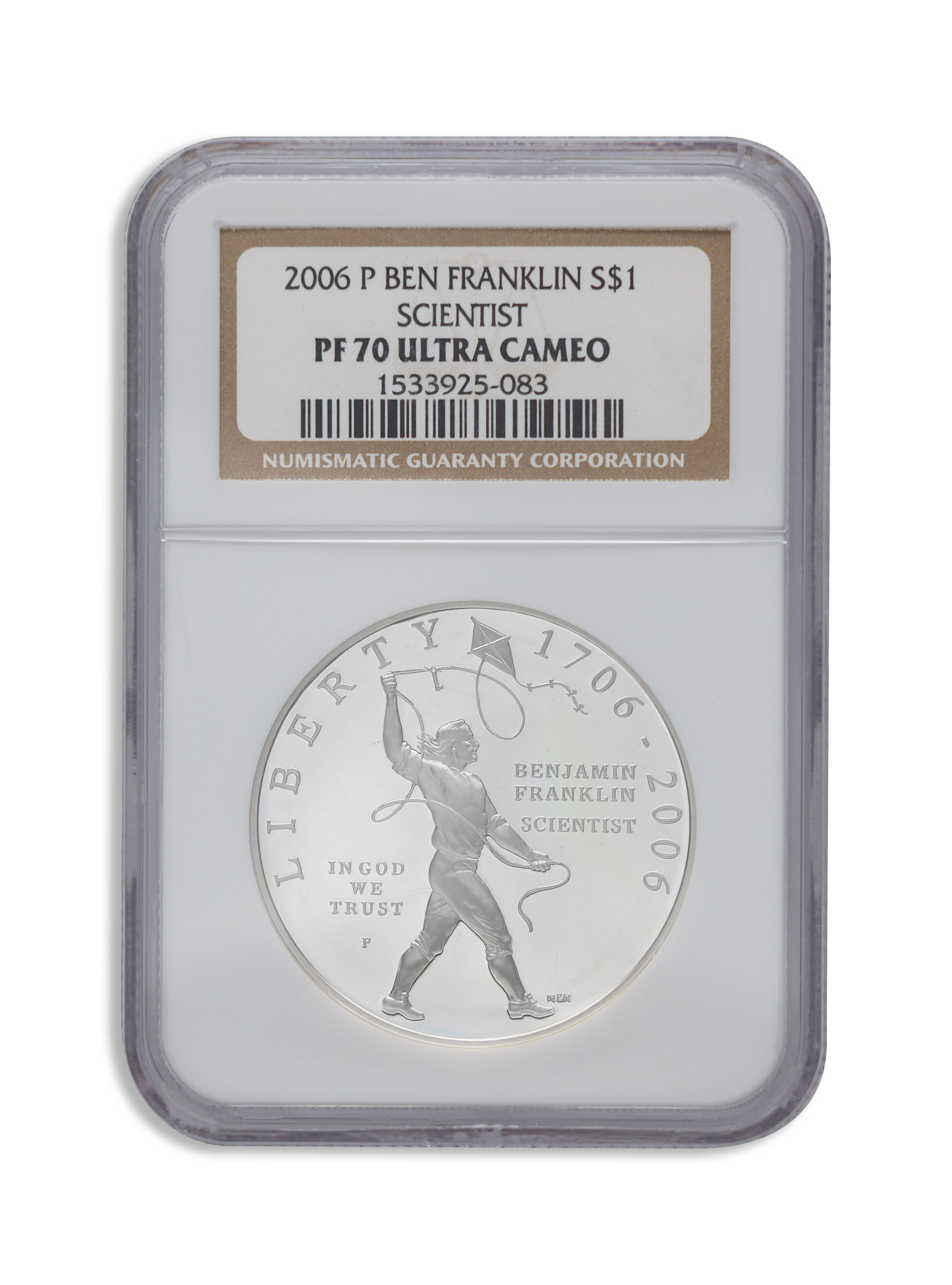 2006-P $1 Franklin Scientist Silver Commem - NGC PF70