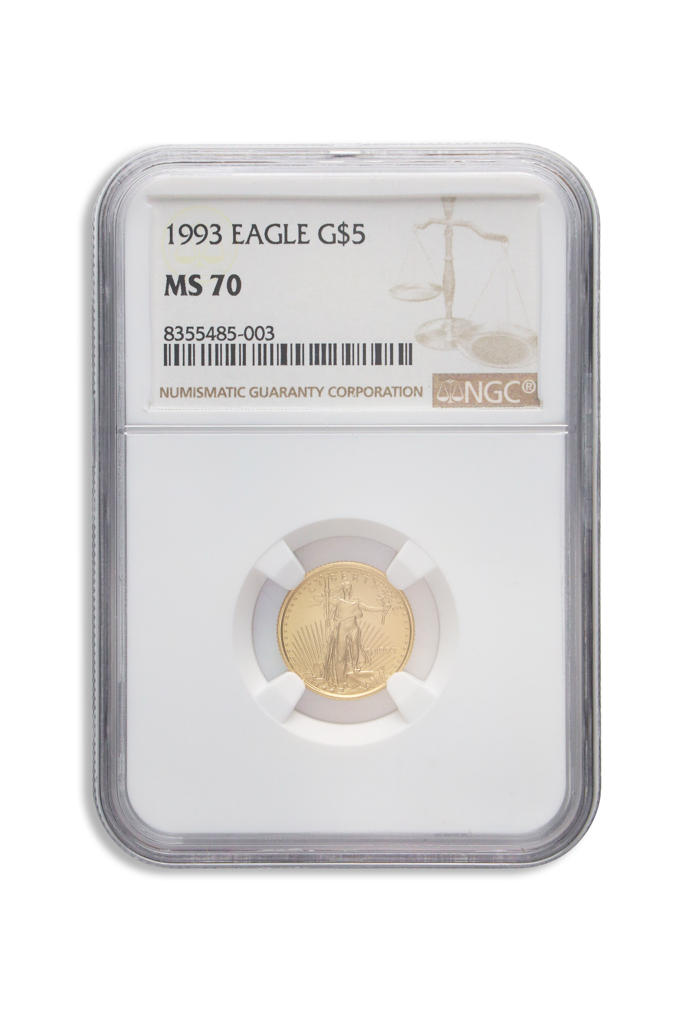 1993 1/10 oz Gold Eagle $5 NGC MS70