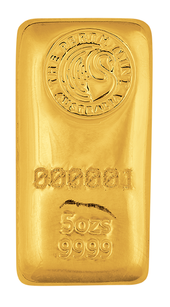 5 oz Gold Bar - Perth Mint (Cast)