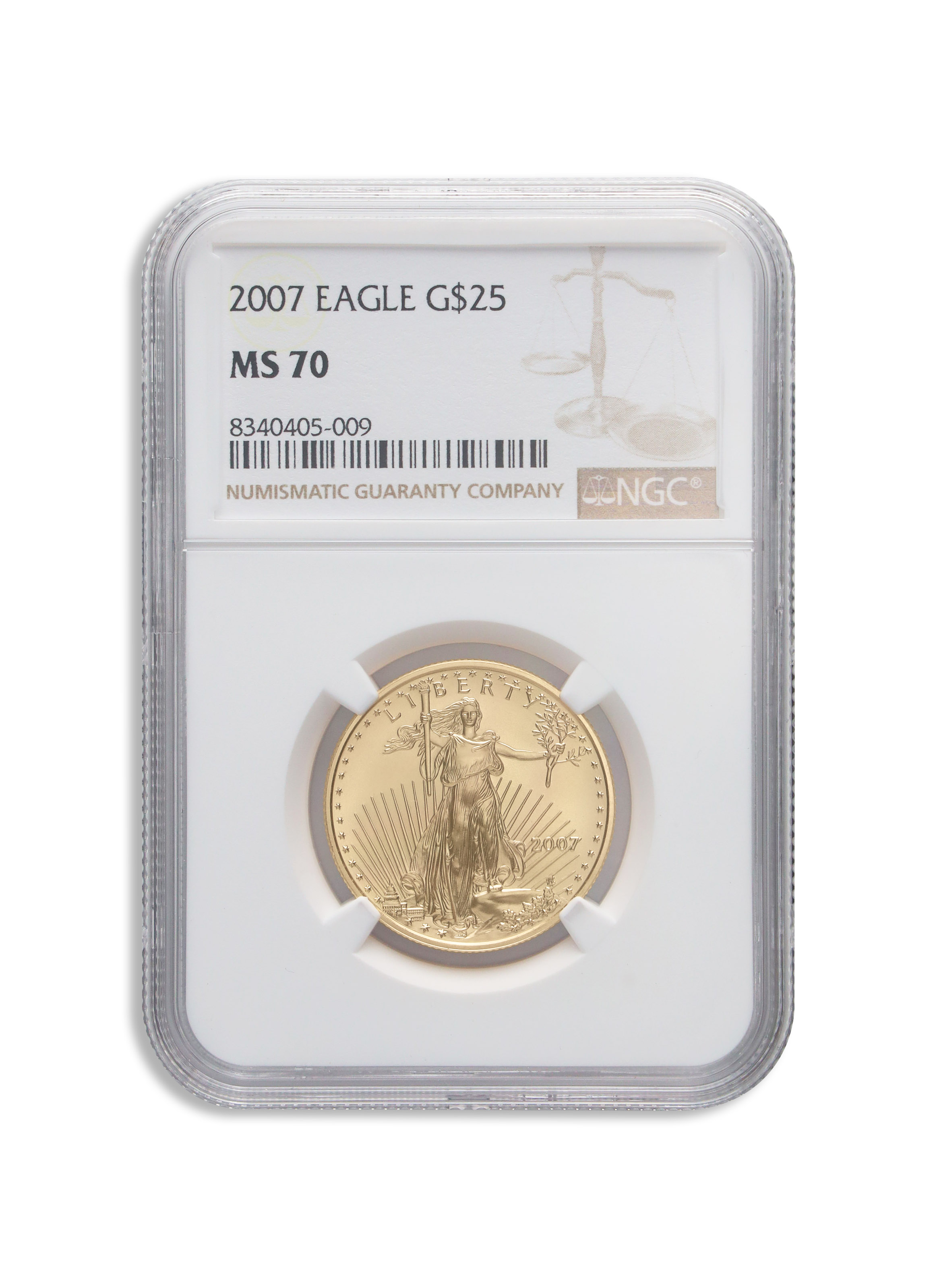 2007 1/2 oz Gold Eagle $25 NGC MS70
