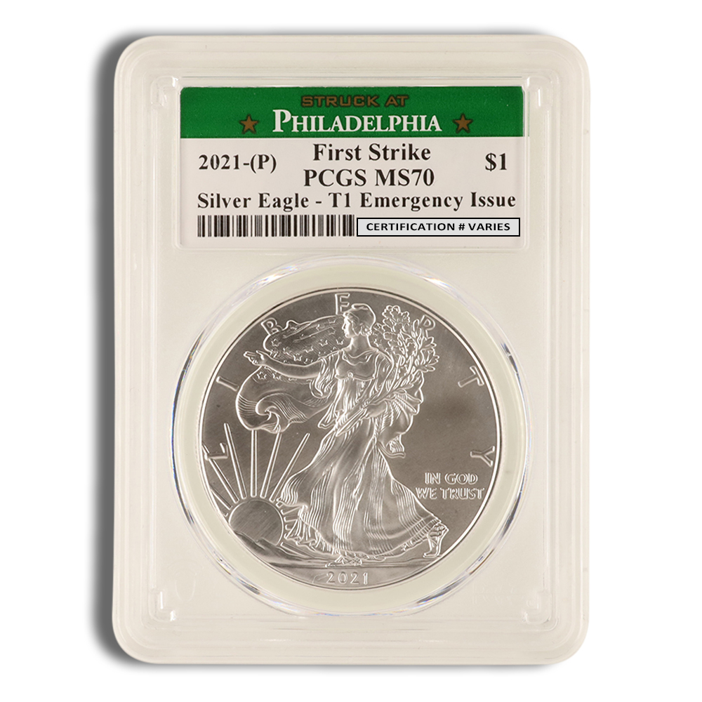 2021-P Silver American Eagle Type 1 - PCGS MS70 (First Strike, Emergency Issue)
