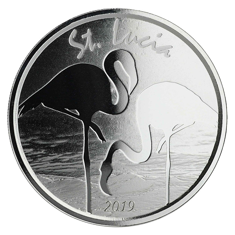 2019 1 oz St. Lucia Flamingo Silver Coin