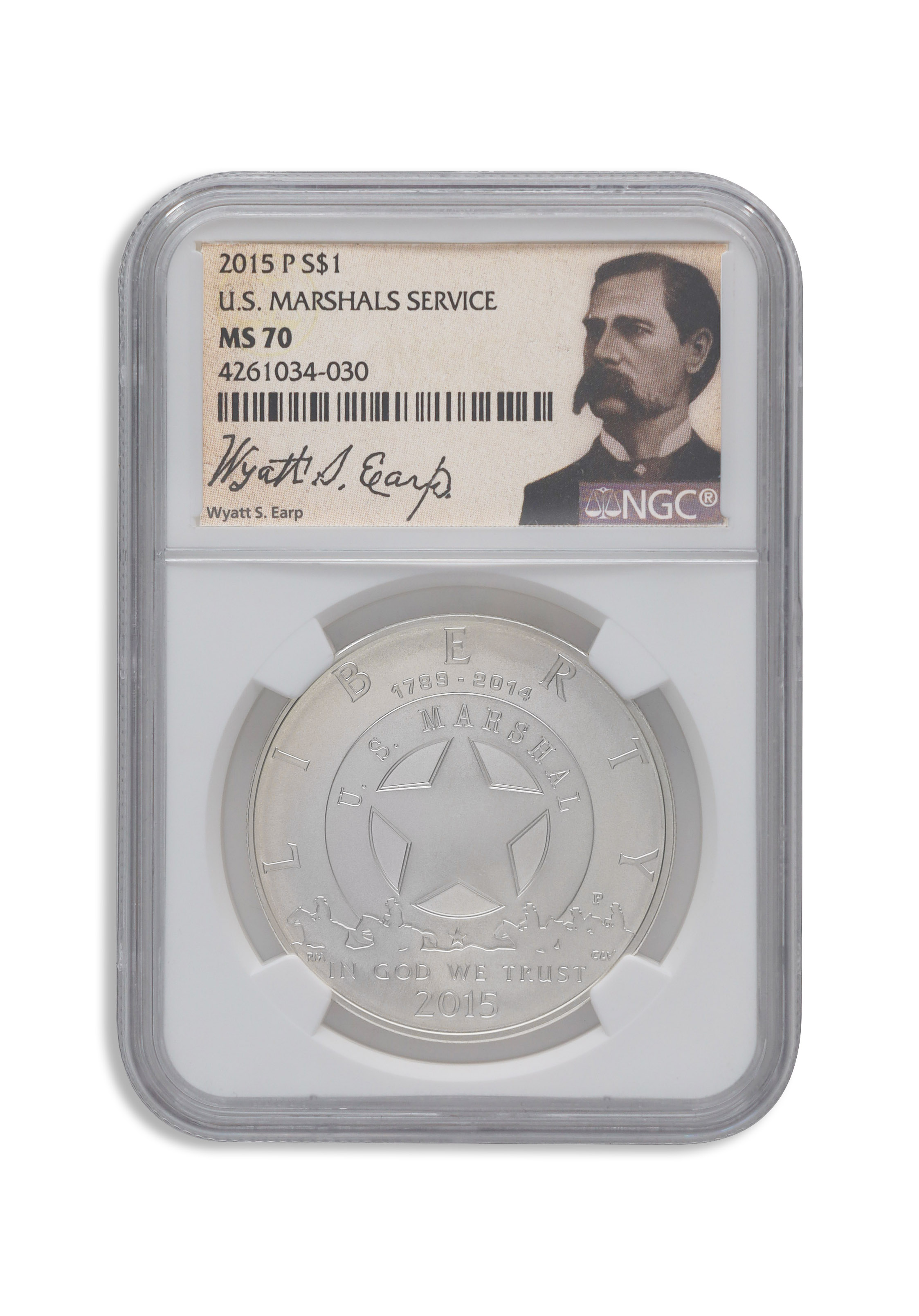 2015-P $1 U.S. Marshals Silver Commem - NGC MS70