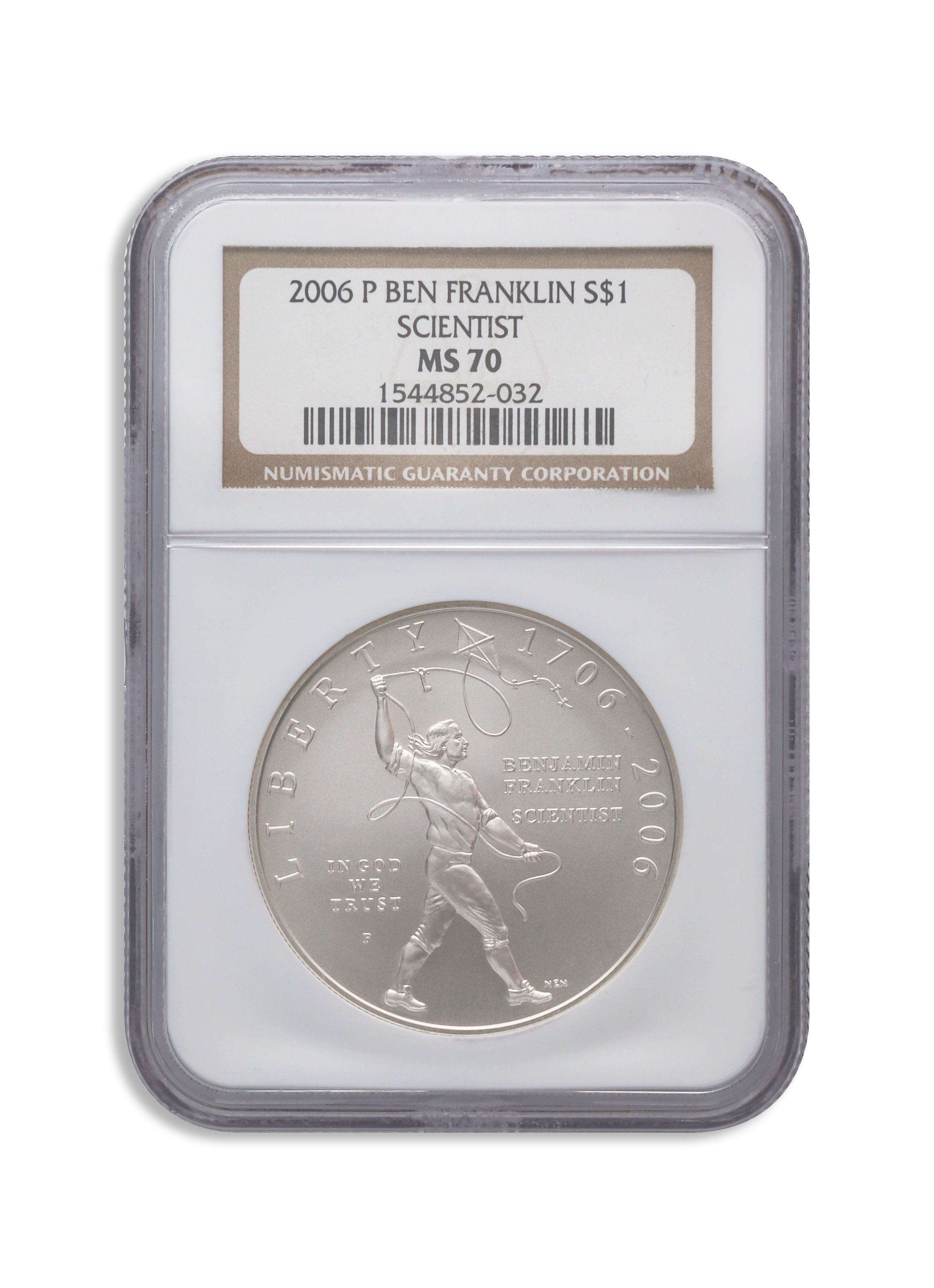 2006-P $1 Franklin Scientist Silver Commem - NGC MS70