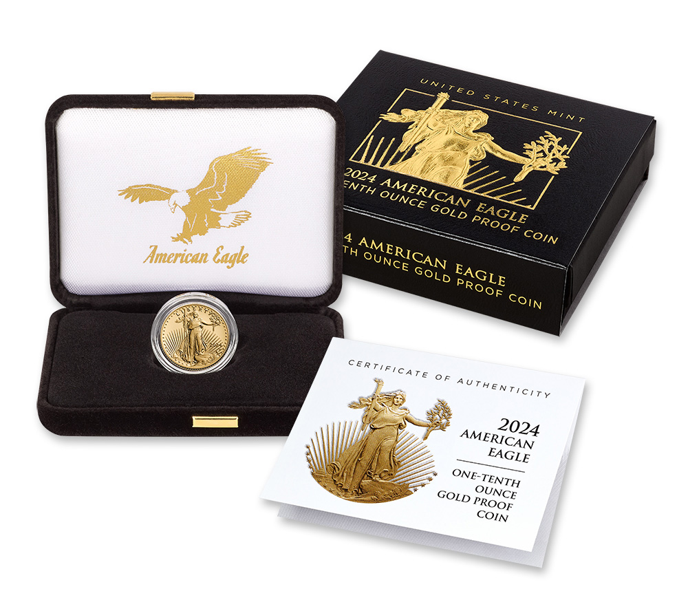 2024-W 1/10 oz Proof Gold Eagle $5 - Box & COA