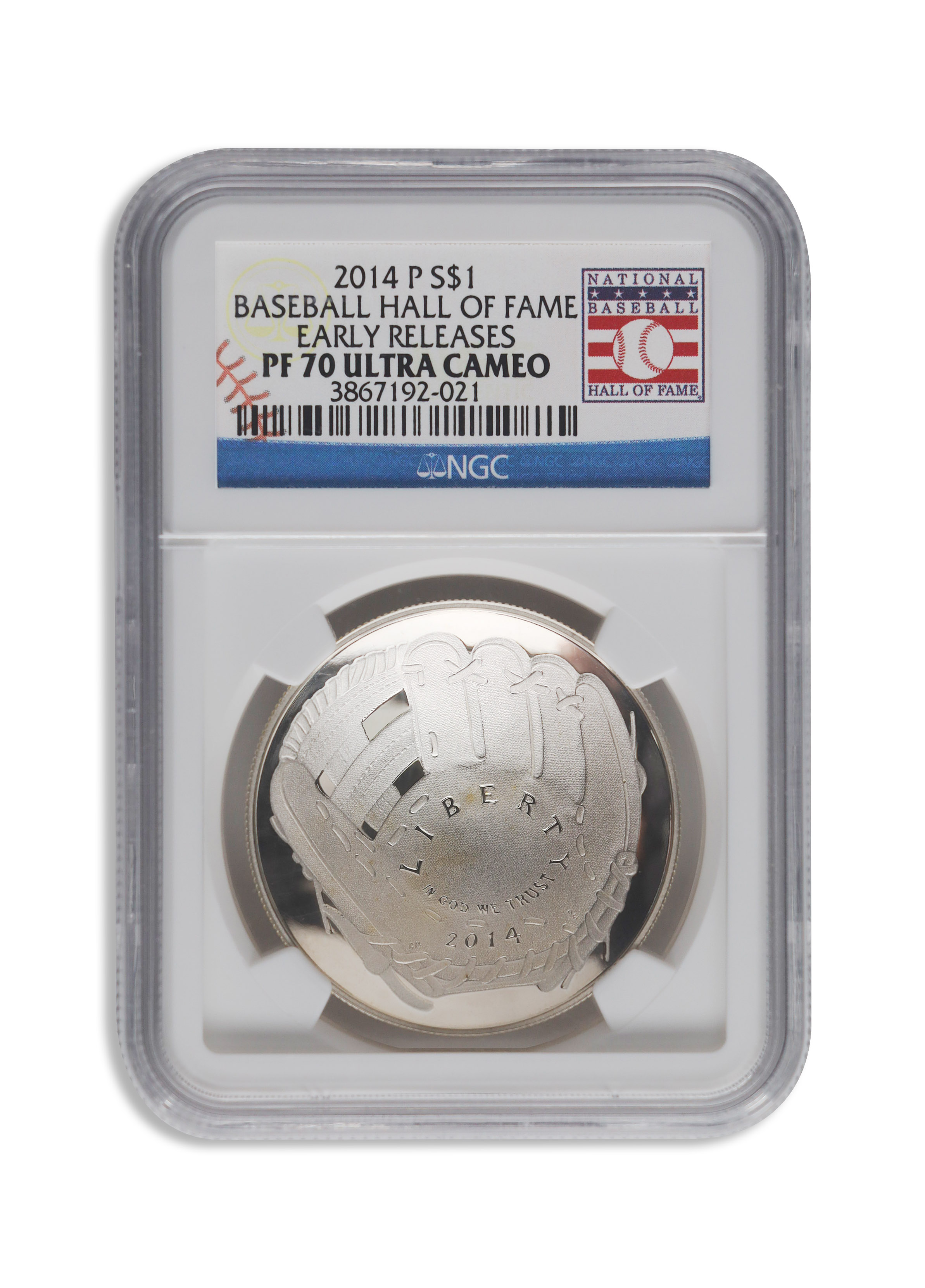 2014-P $1 Baseball Hall Fame Silver Commem - NGC PF70