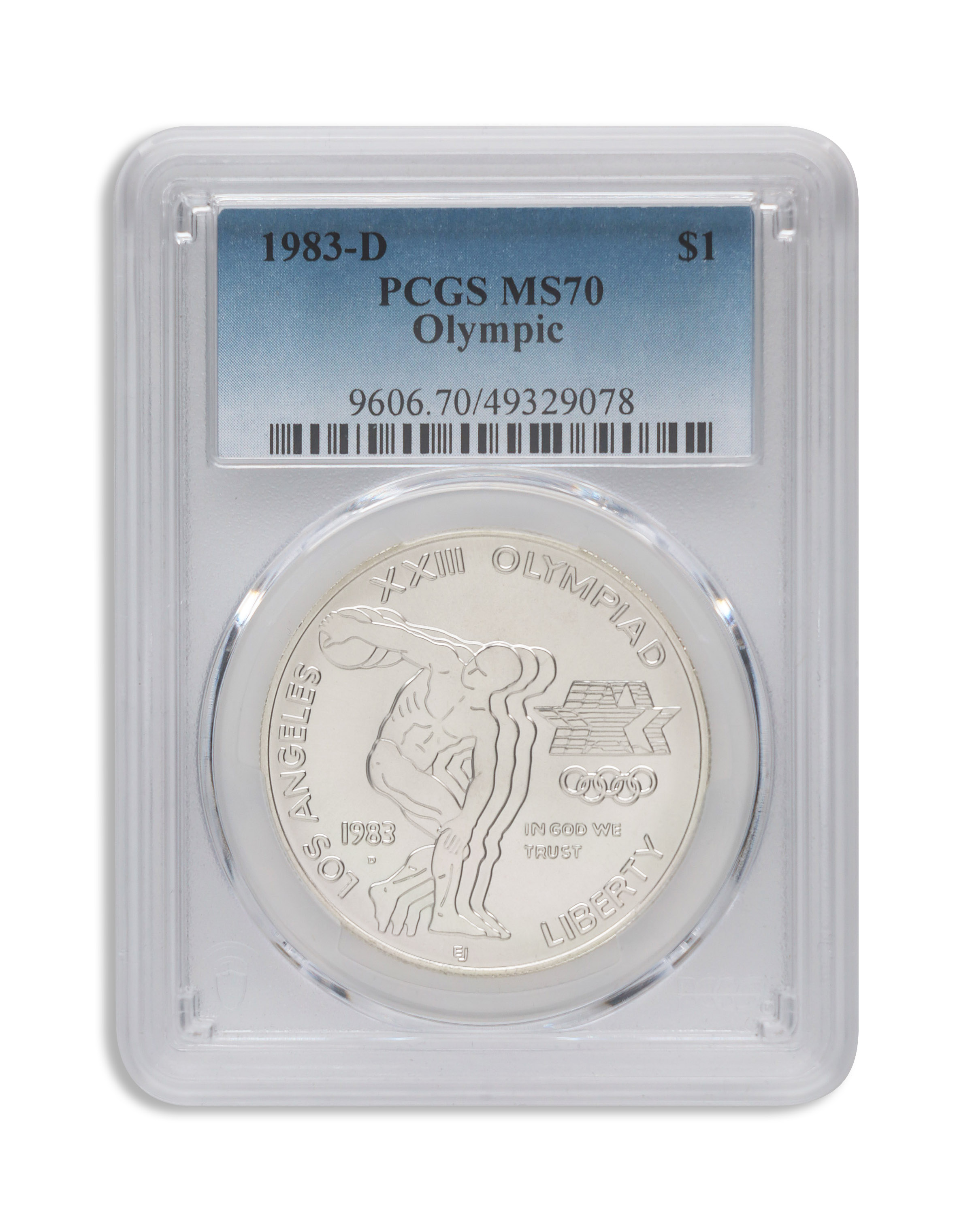 1983-D $1LA Olympic Silver Commem - PCGS MS70