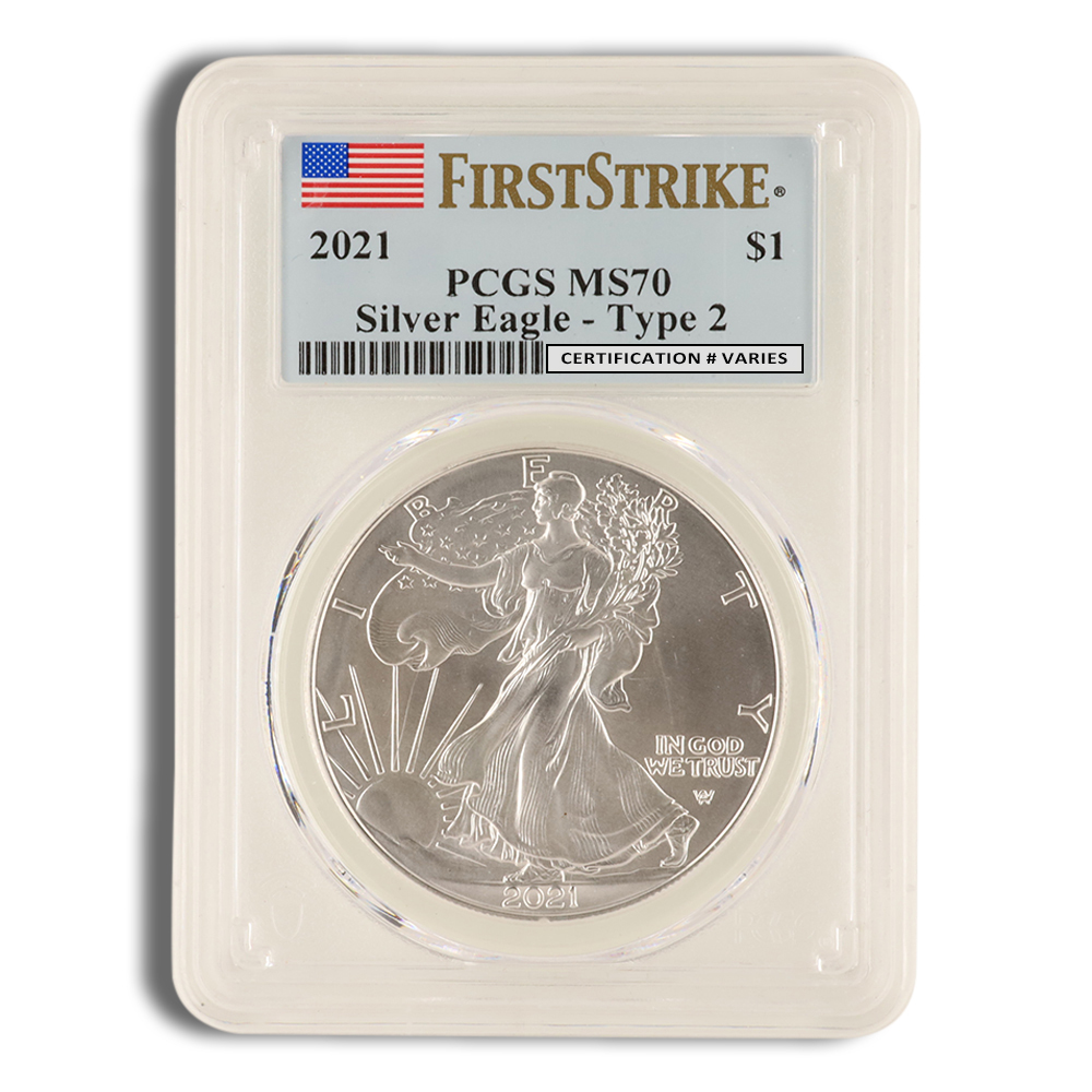 2021 Silver American Eagle Type 2 - PCGS MS70 (First Strike)